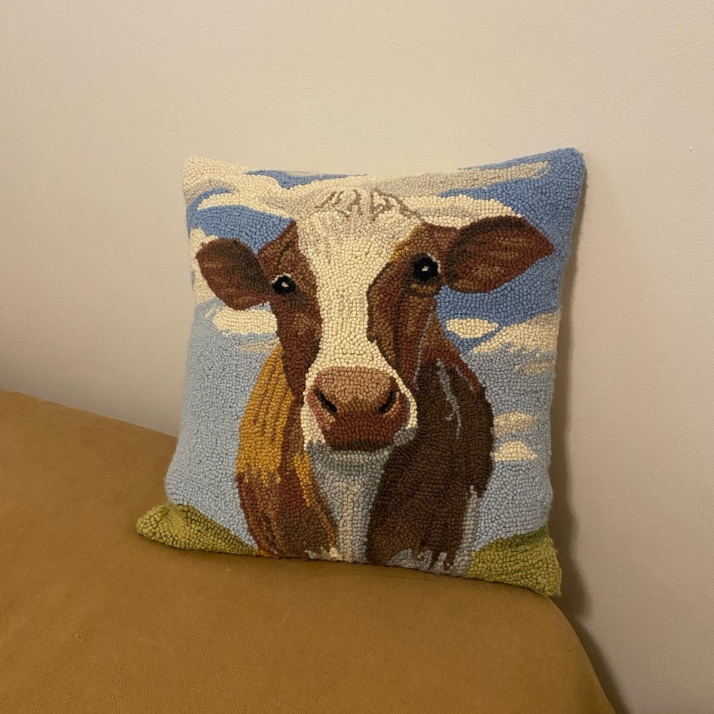 Cow Hooked Accent Pillow